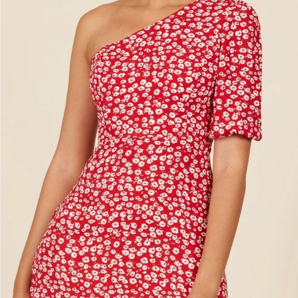 Park & Fifth Red Floral One-Shoulder Dress